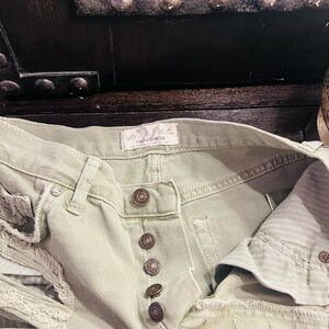 We The Free Sage Green Button-Fly Shorts